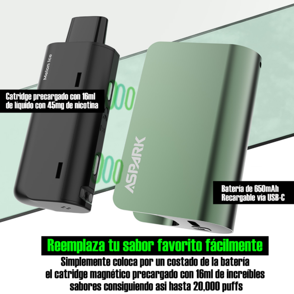 CATRIDGE REPUESTO ASPARK eMAG 20000 GRAPE ICE - Imagen 2
